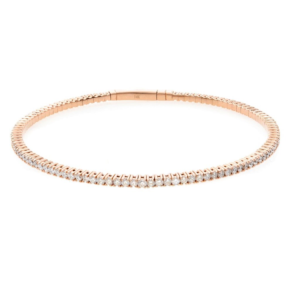 Rachel Koen Diamond Bangle Tennis Ladies Bracelet 14k Rose Gold 1.50cttw